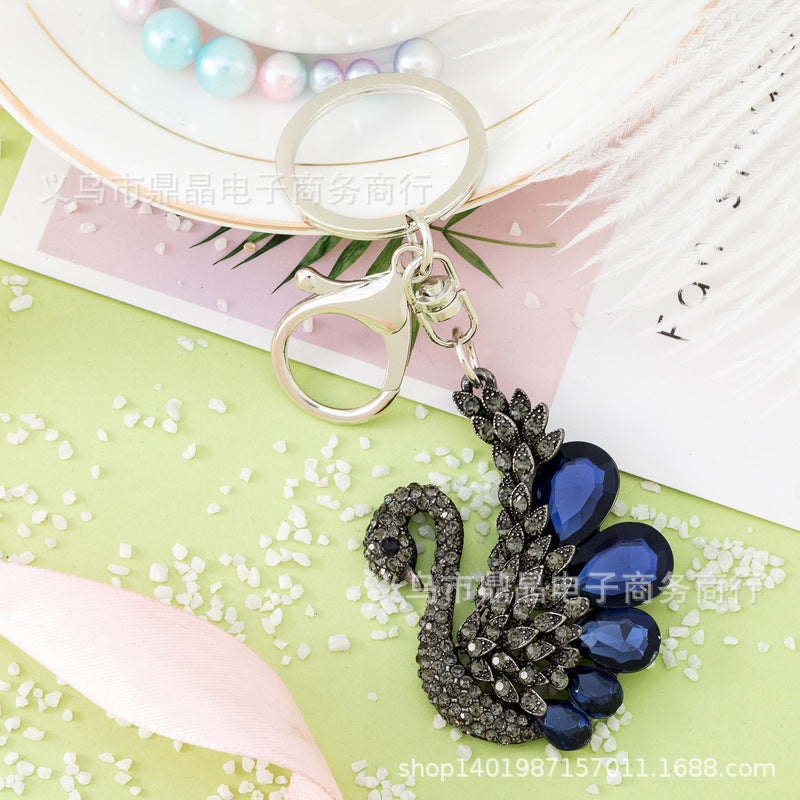 Wholesale Crystal Swan Creative Diamond Inlaid Alloy Keychains